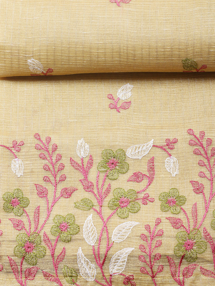Embroidered Tissue Unstitched Suit With Pant &amp; Dupatta