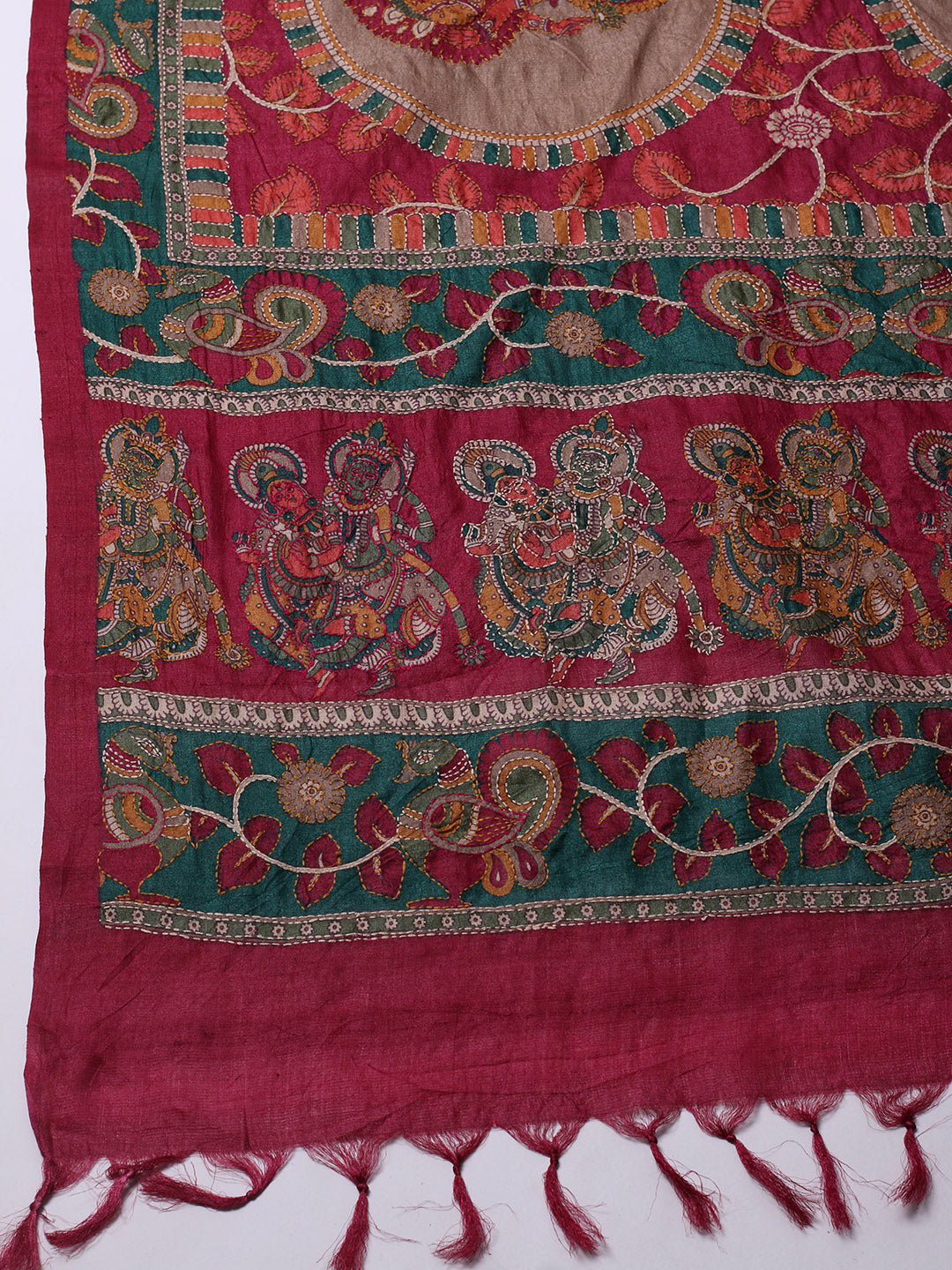 Printed Tussar Unstitched Kurta With Pant &amp; Dupatta