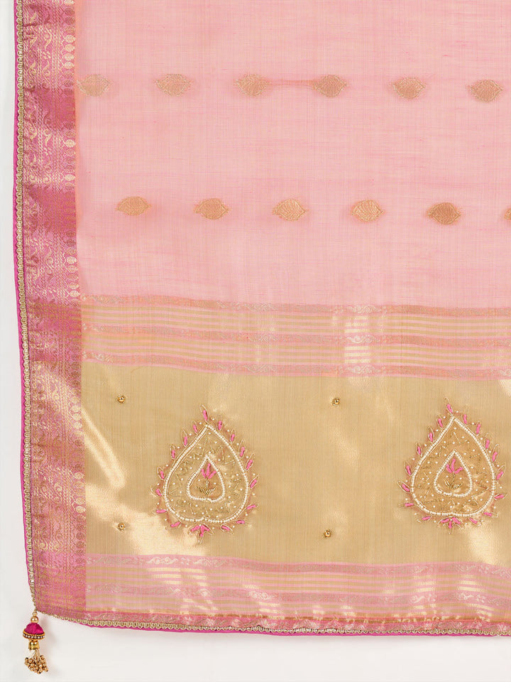 Embroidered Tissue Linen Saree