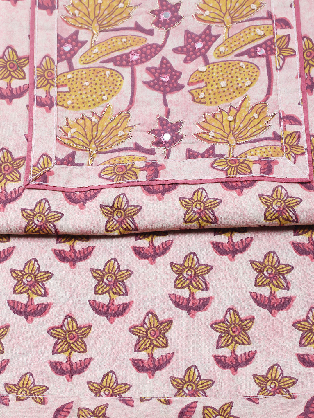 Printed Cotton Blend Unstitched Suit With Pant &amp; Dupatta