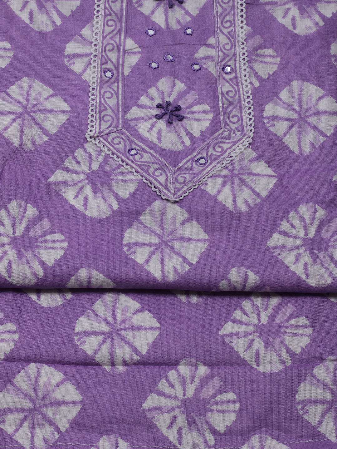 Printed Cotton Blend Unstitched Suit With Dupatta