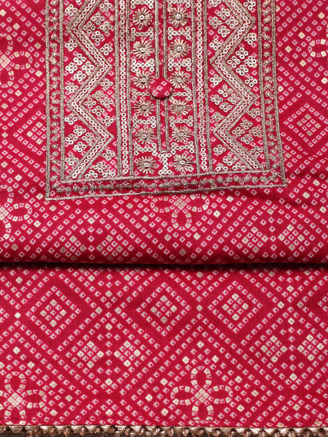 Embroidered Cotton Unstitched Suit With Pant &amp; Dupatta