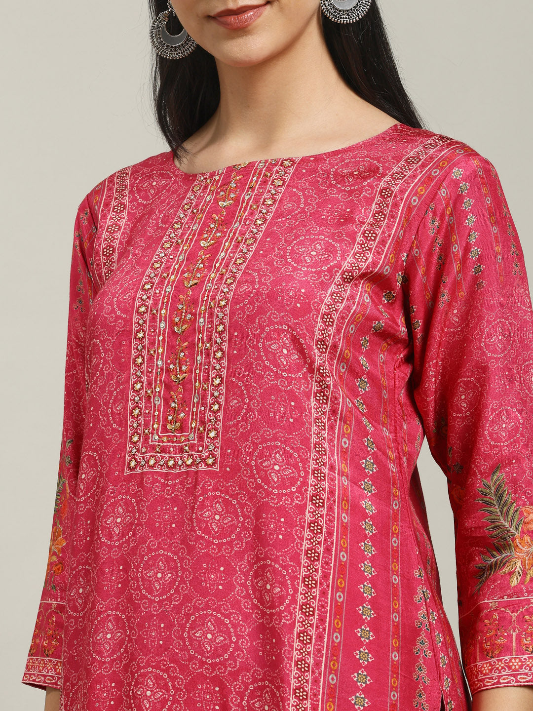 Printed Muslin Kurta With Pants & Dupatta