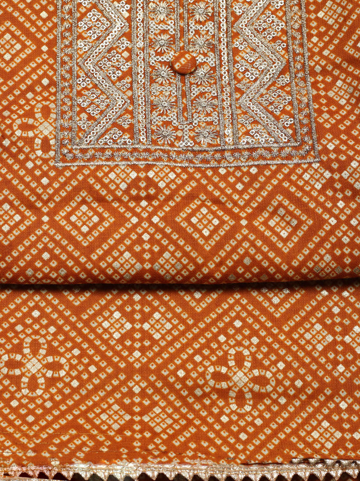 Embroidered Cotton Unstitched Suit With Pant &amp; Dupatta