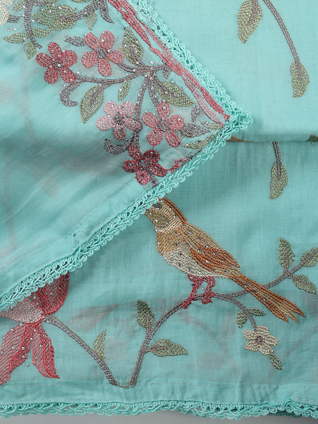 Embroidered Cotton Blend Unstitched Suit With Dupatta