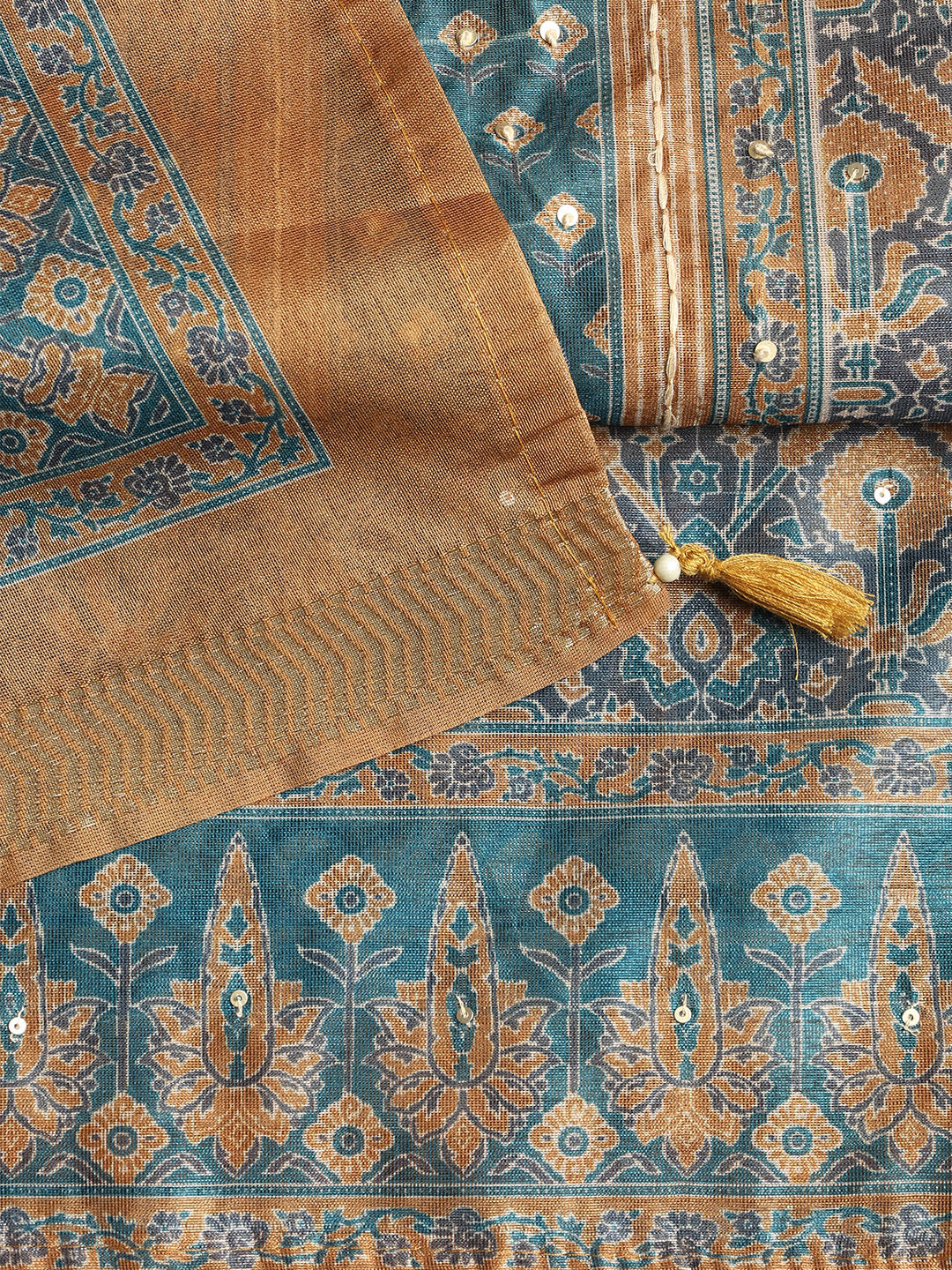 Neck Embroidered Chanderi Unstitched Suit With Dupatta