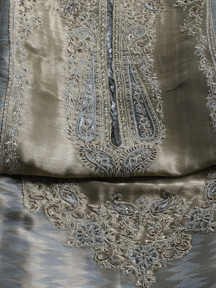 Banarasi Tissue Unstitched Suit With Dupatta