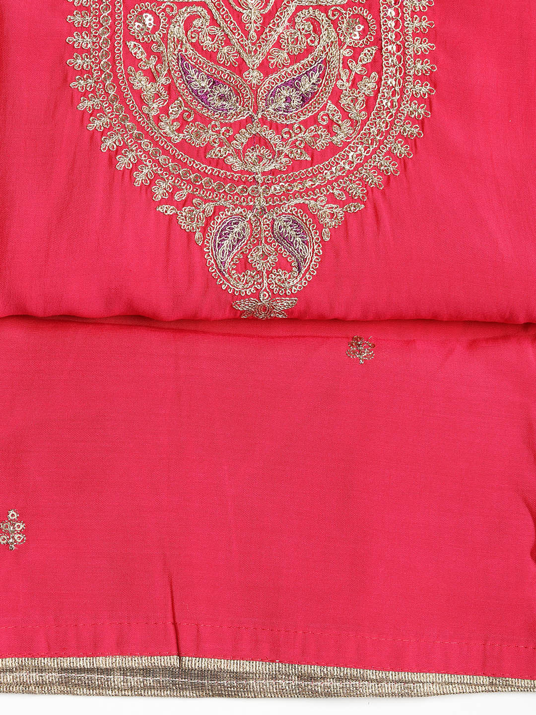 Embroidered Chanderi Unstitched Suit With Dupatta