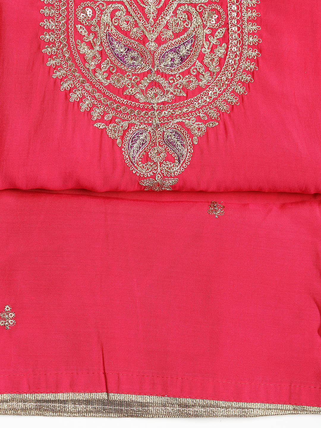 Embroidered Chanderi Unstitched Suit With Dupatta