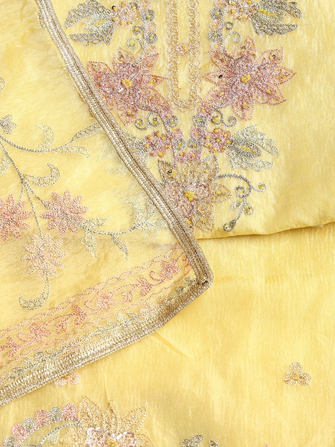 Embroidered Tissue Unstitched Suit With Dupatta