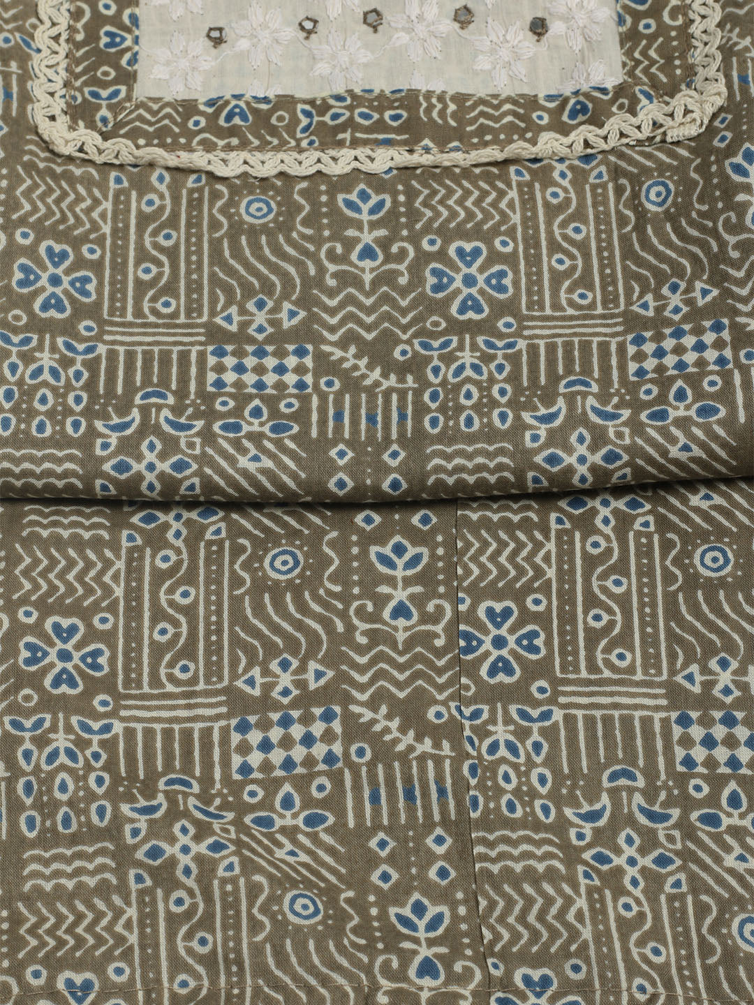 Printed Cotton Unstitched Suits Printed Suit With Pant &amp; Dupatta