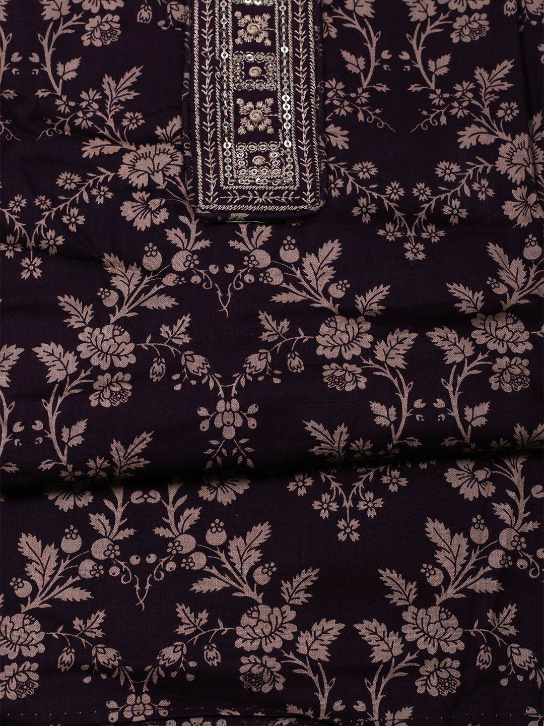 Printed Cotton Blend Unstitched Suit With Dupatta