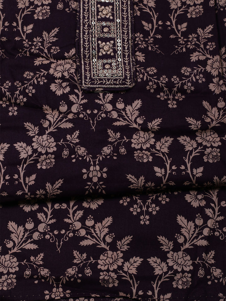 Printed Cotton Blend Unstitched Suit With Dupatta