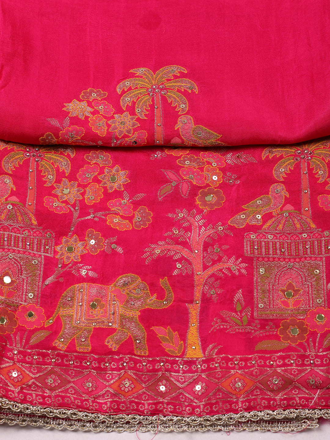 Woven Design Chanderi Unstitched Suit With Pant &amp; Dupatta