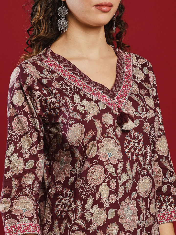 Printed Cotton Kurta With Pant &amp; Dupatta