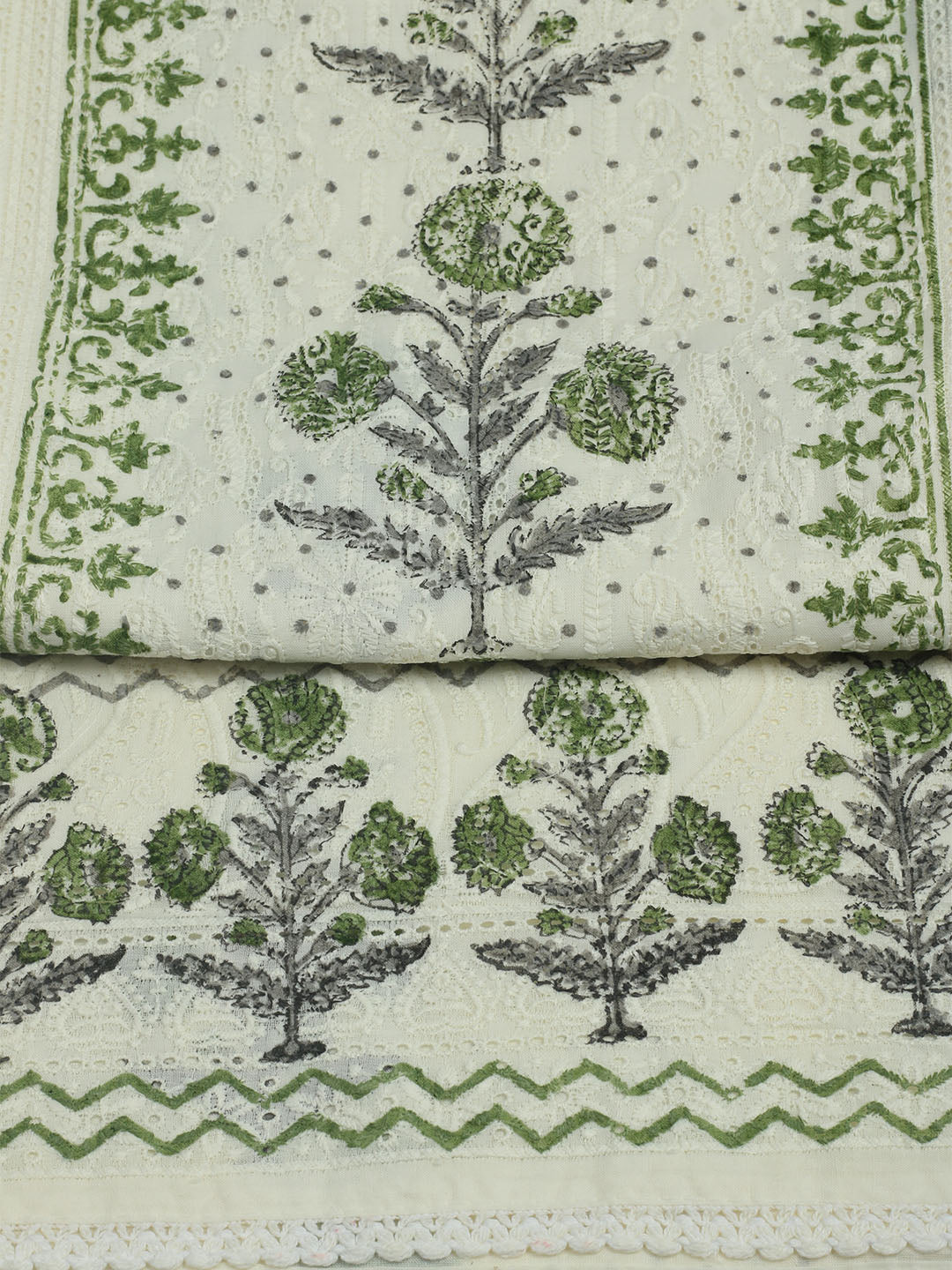 Embroidered Chanderi Unstitched Suit With Pant &amp; Dupatta