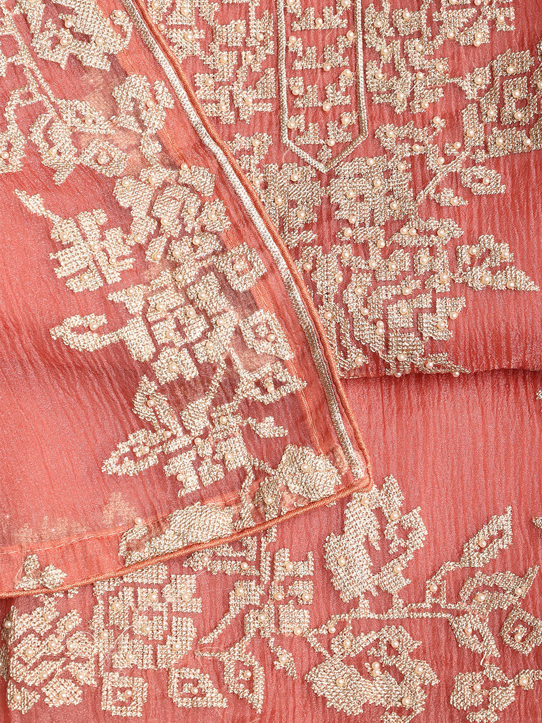 Embroidered Tissue Unstitched Suit With Dupatta