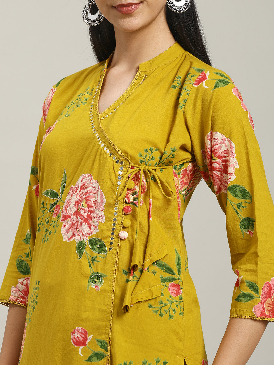 Printed Cotton Blend Kurta With Pants & Dupatta