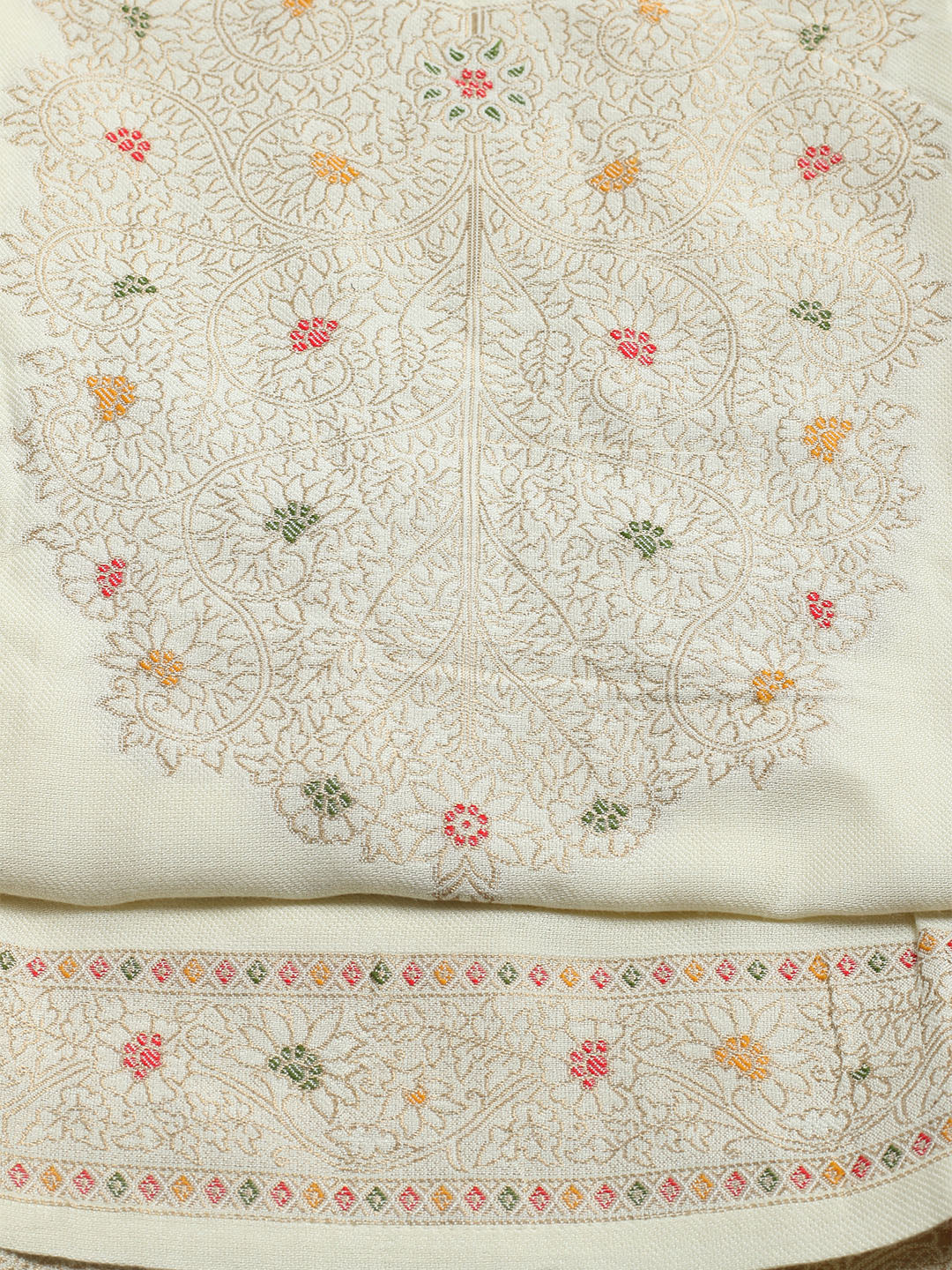 Pashmina Woven Design Unstitched Kurta With Pant &amp; Dupatta