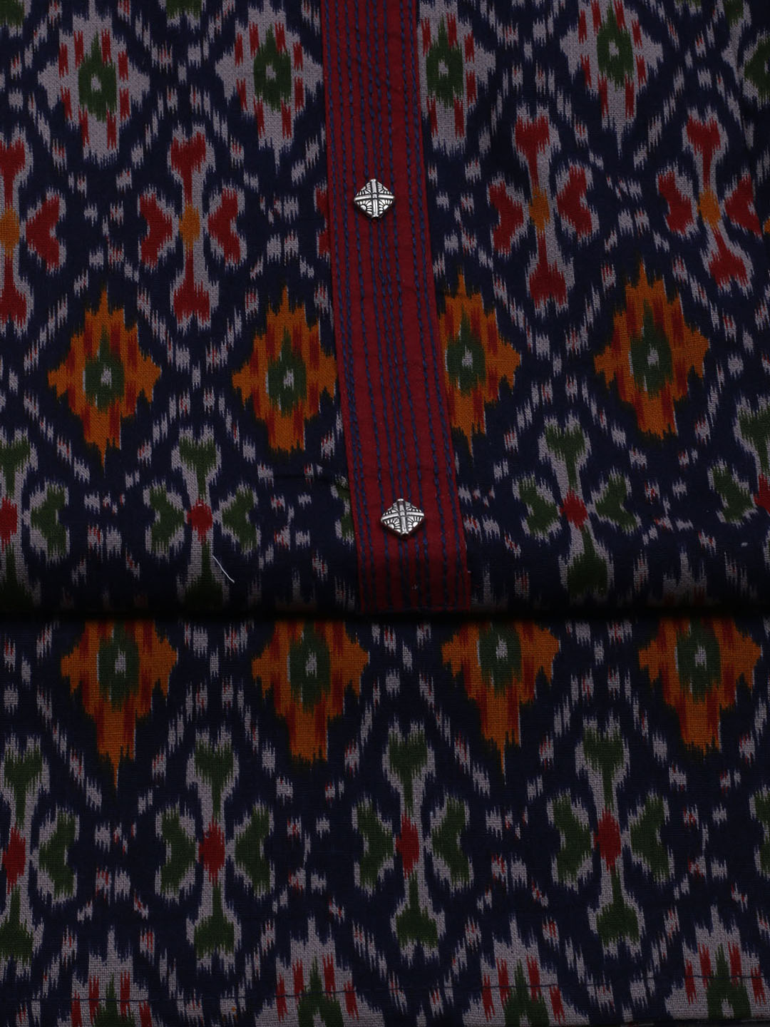 Patch Neck Cotton Blend Unstitched Suit With Dupatta