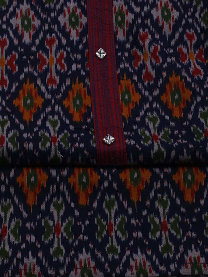 Patch Neck Cotton Blend Unstitched Suit With Dupatta