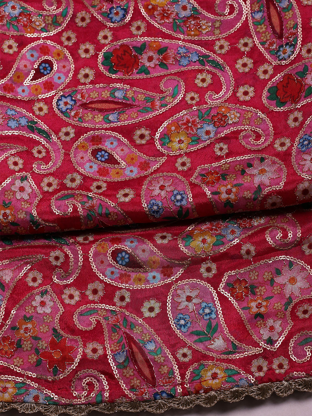 Embroidered Chinon Unstitched Suit With Dupatta