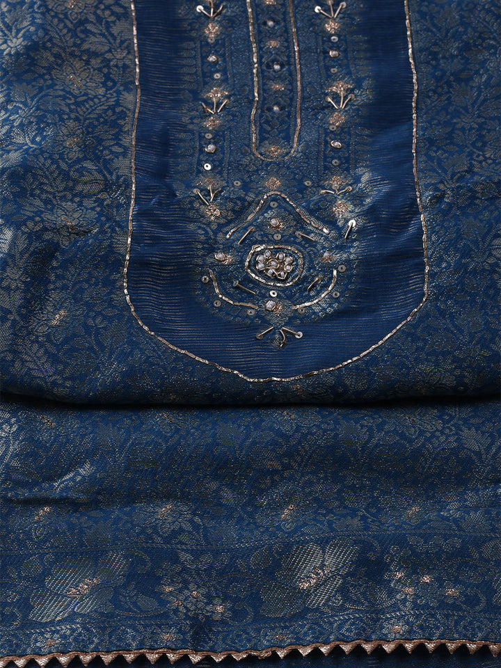 Woven Design Chanderi Unstitched Suit With Pant &amp; Dupatta