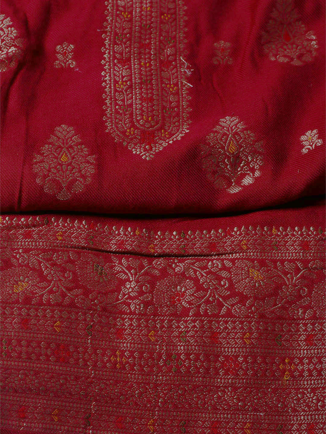 Pashmina Woven Design Unstitched Kurta With Pant &amp; Dupatta