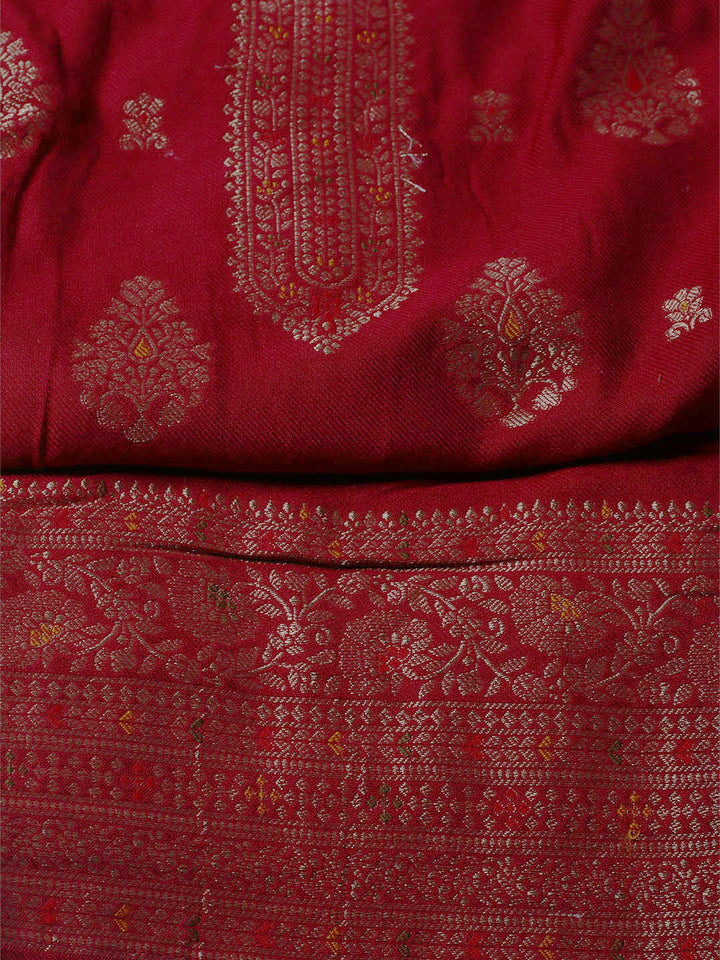Pashmina Woven Design Unstitched Kurta With Pant &amp; Dupatta