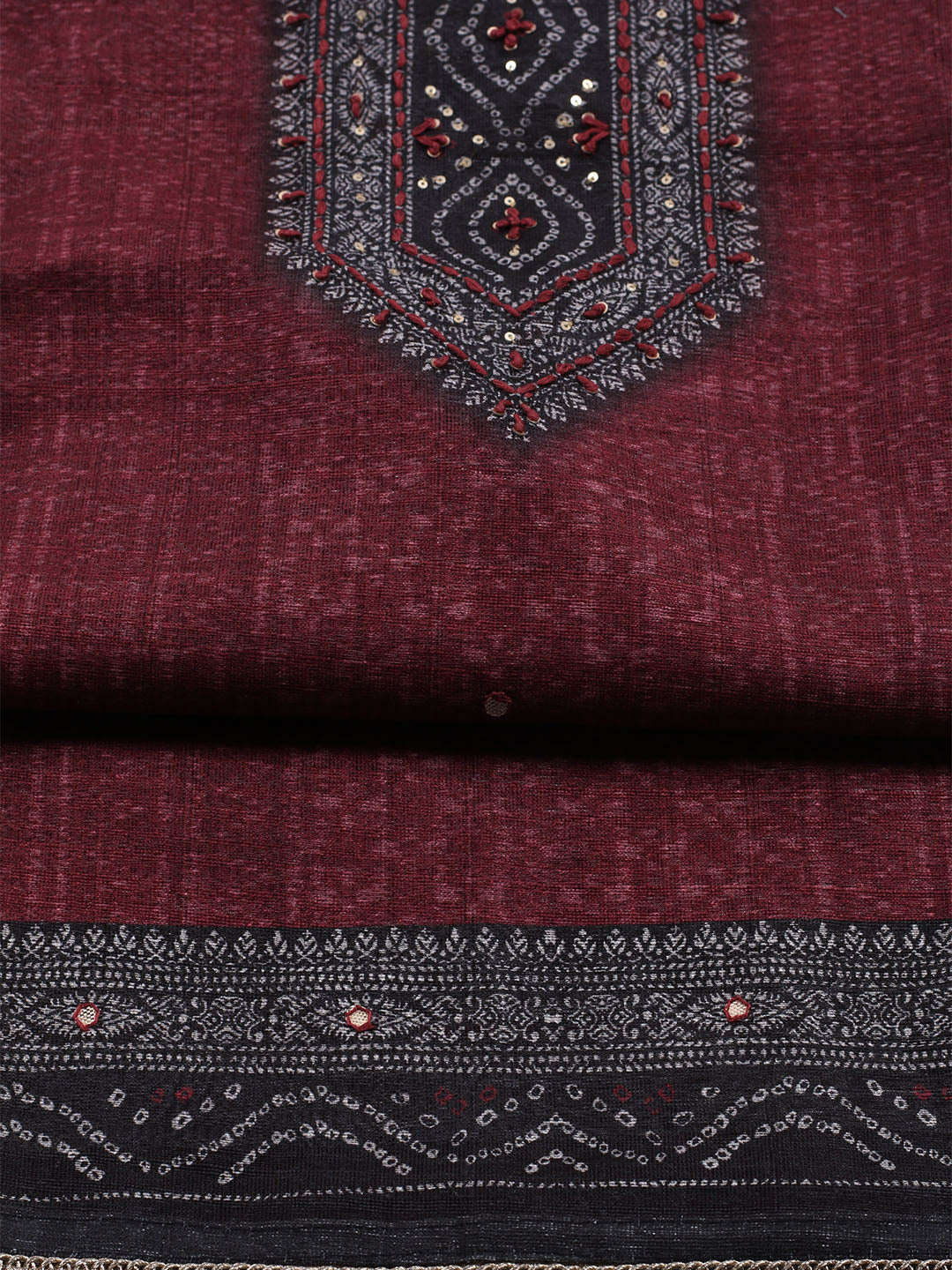 Printed Chanderi Unstitched Suit With Dupatta