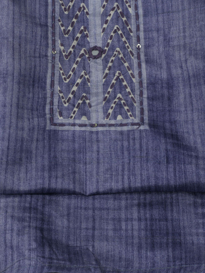 Embroidered Chanderi Unstitched Kurta With Pant &amp; Dupatta