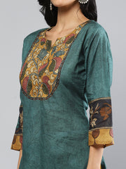 Printed Cotton Blend Kurta With Pants & Dupatta