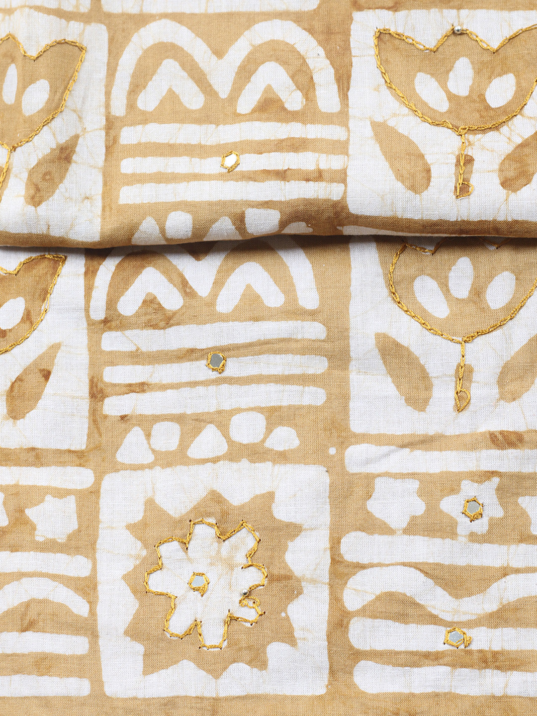 Printed Cotton Blend Unstitched Suit With Pant &amp; Dupatta