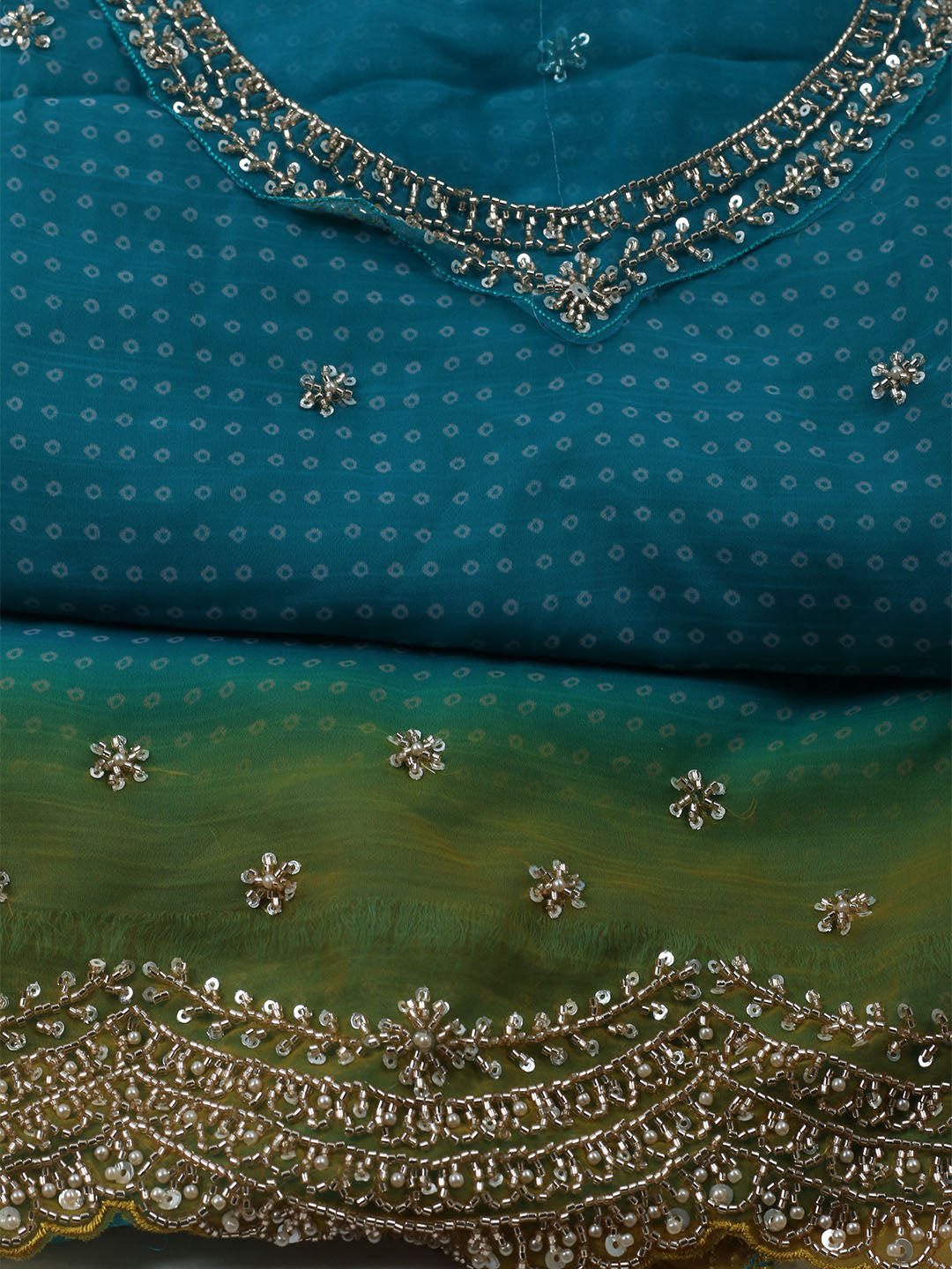 Embroidered Organza Unstitched Suit With Dupatta