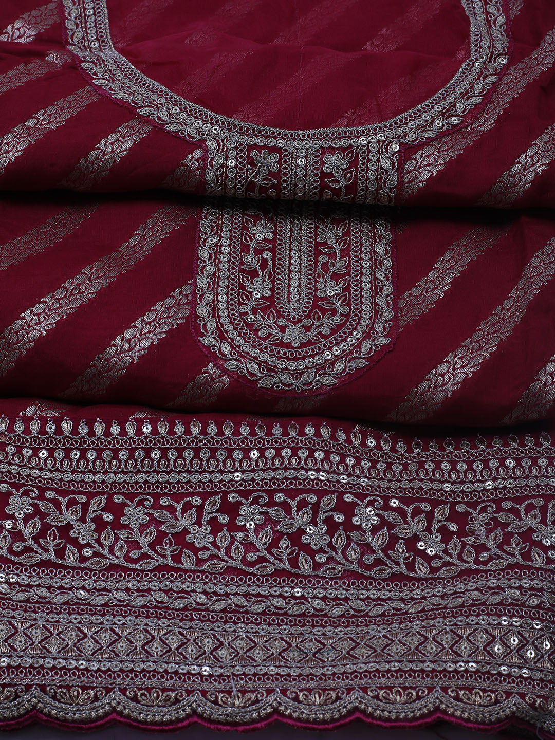 Zari Jaal Art Silk Unstitched Suit Piece With Dupatta