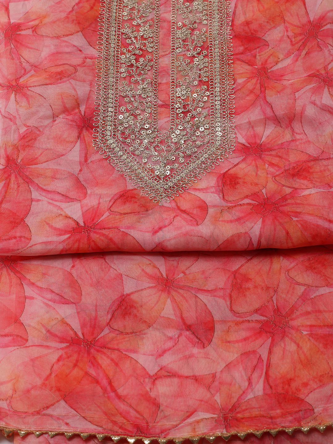 Zari Jaal Art Silk Unstitched Suit With Dupatta