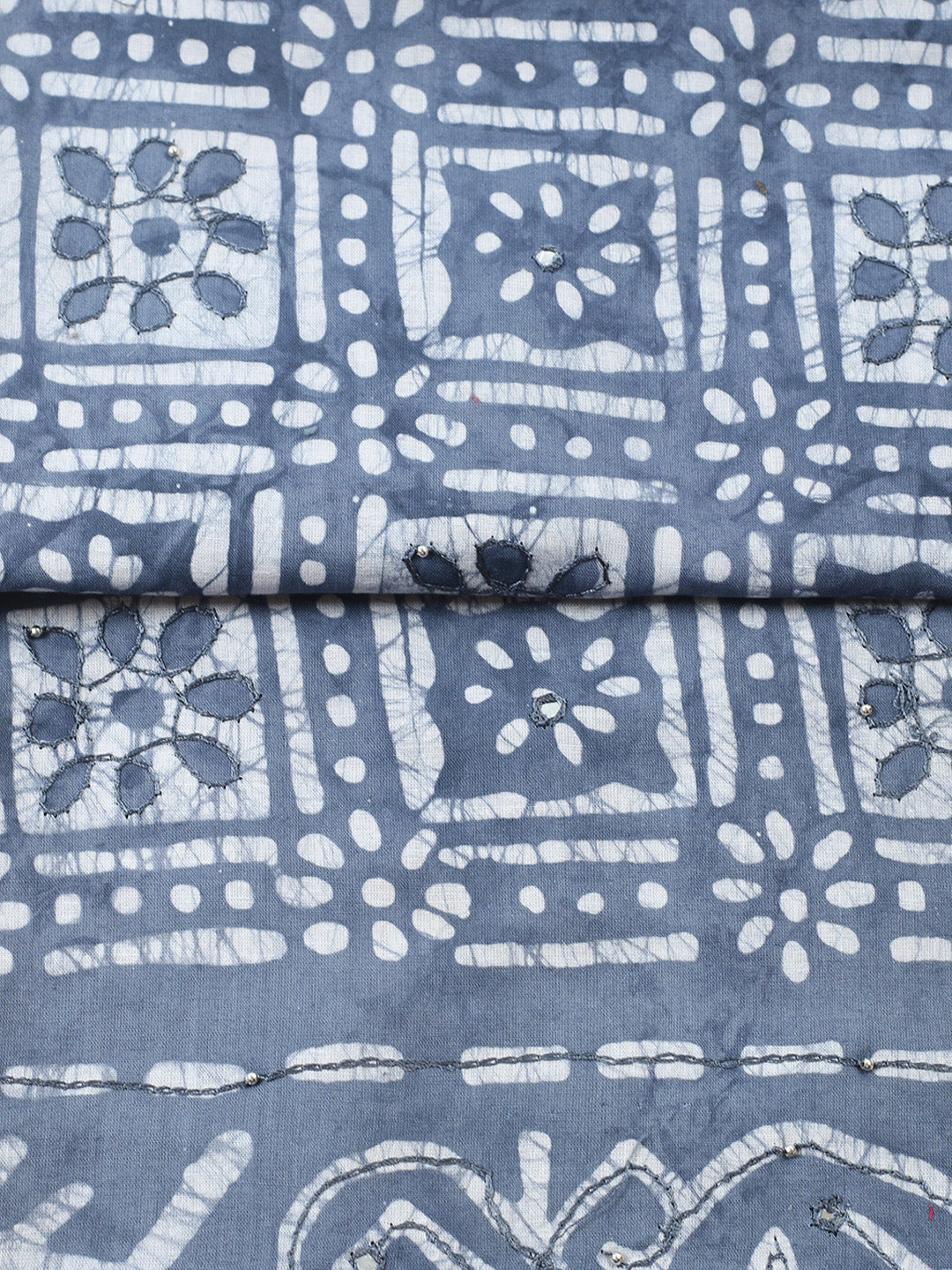 Embroidered Cotton Blend Unstitched Suit With Pant &amp; Dupatta