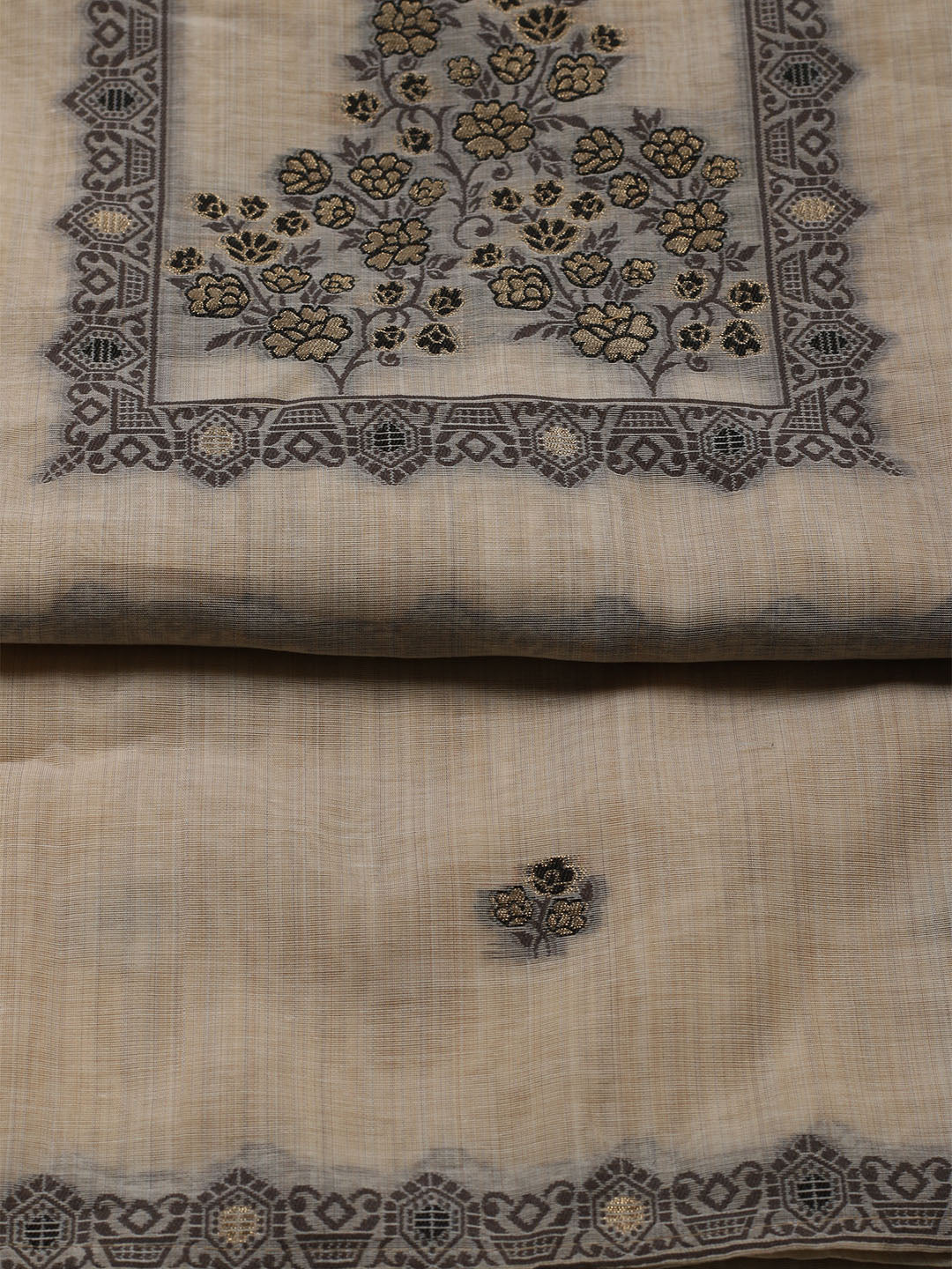 Woven Design Chanderi Unstitched Suit With Dupatta
