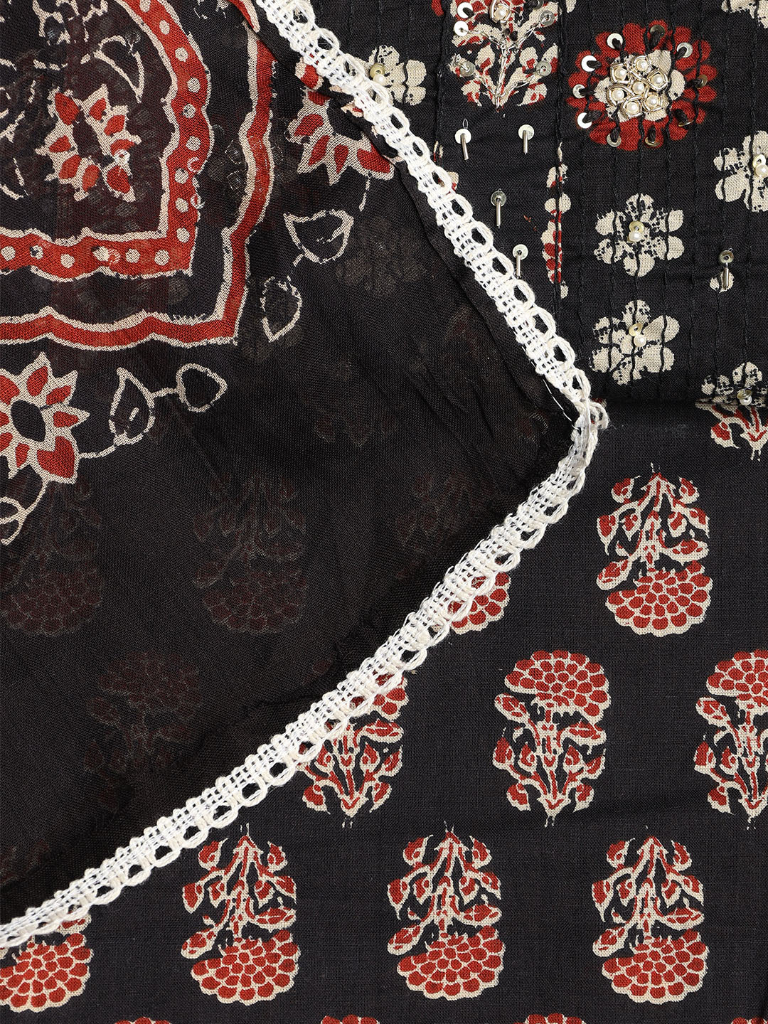 Printed Cotton Blend Unstitched Suit With Dupatta