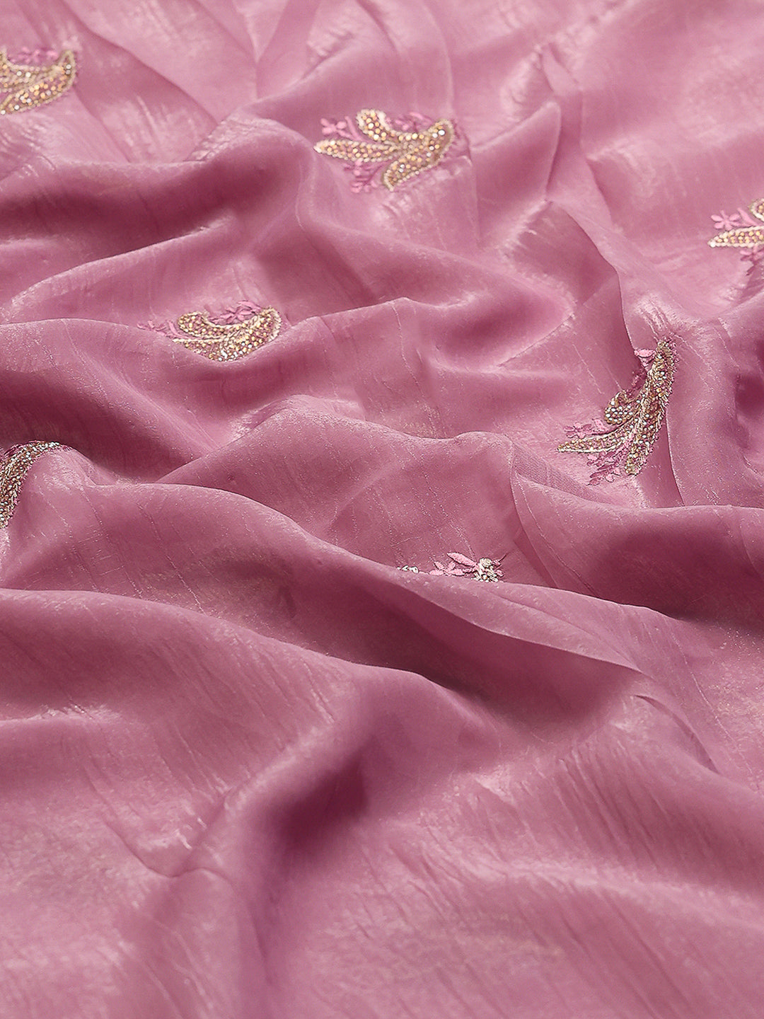 Thread Embroidered Chiffon Saree