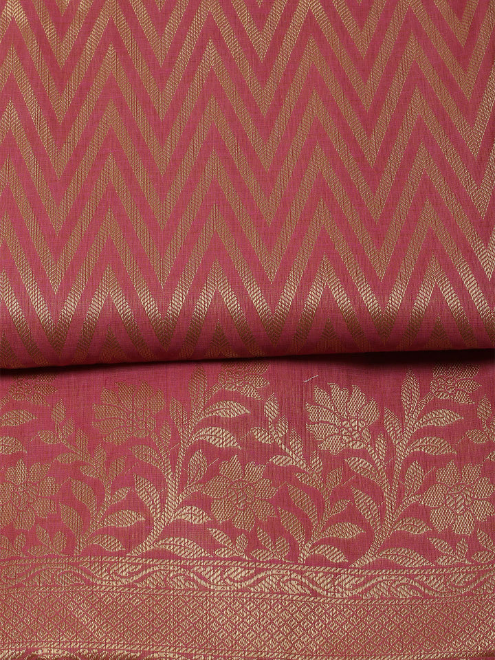 Printed Chanderi Unstitched Suit With Dupatta