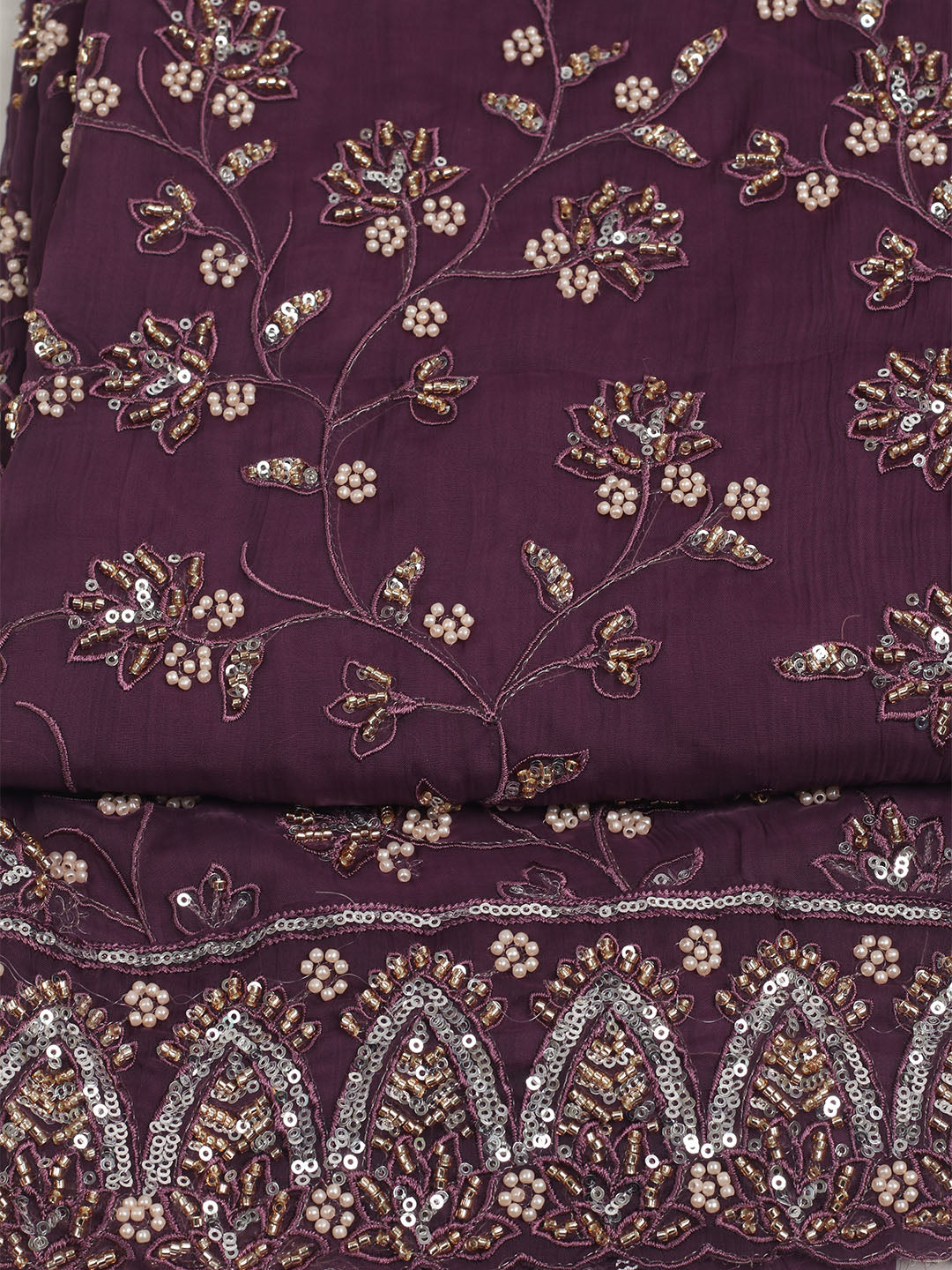 Embroidered Chiffon Unstitched Suit With Dupatta