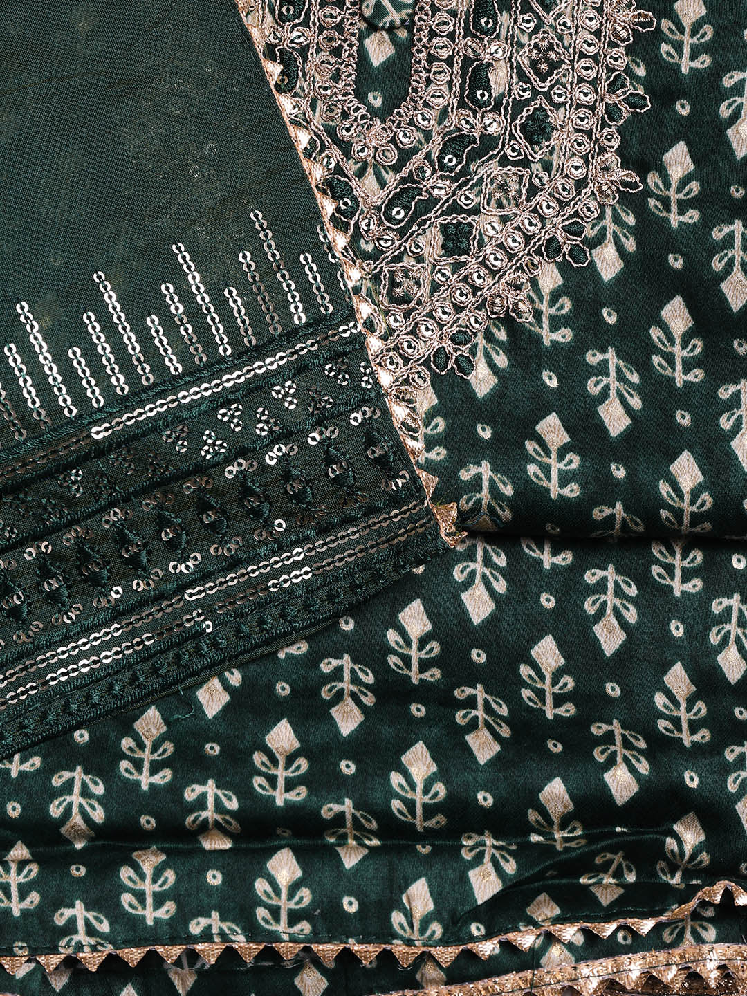 Neck Embroidered Cotton Blend Unstitched Suit With Dupatta