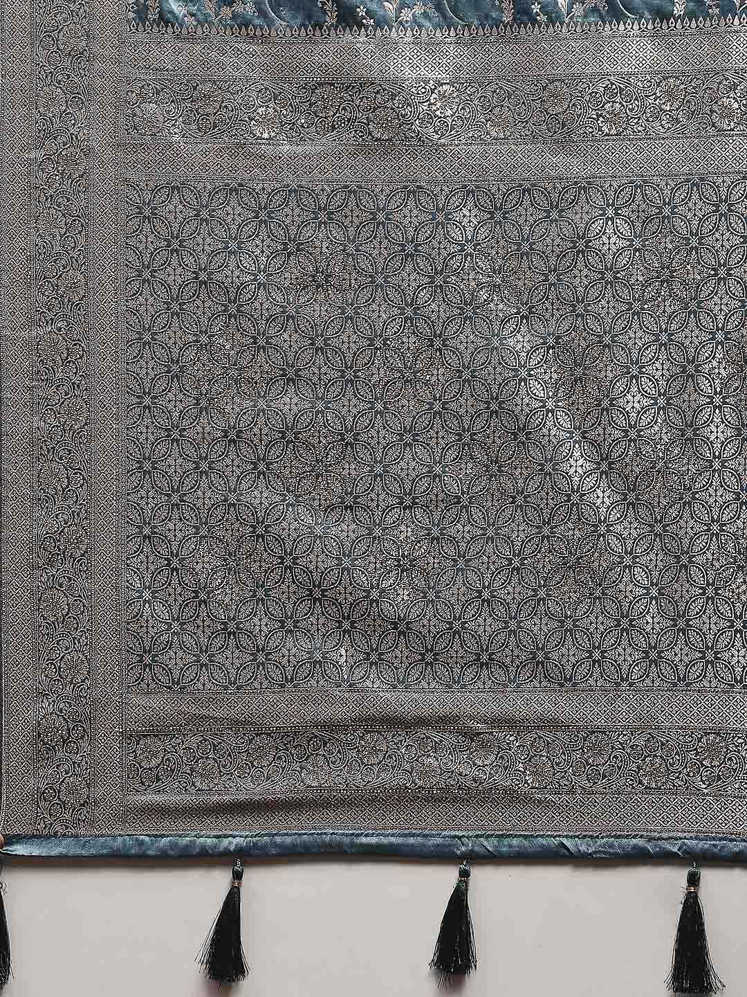 Embroidered Satin Saree