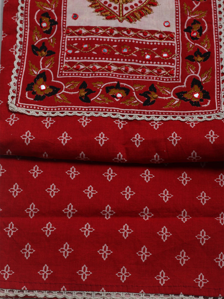 Embroidered Cotton Blend Unstitched Suit With Dupatta