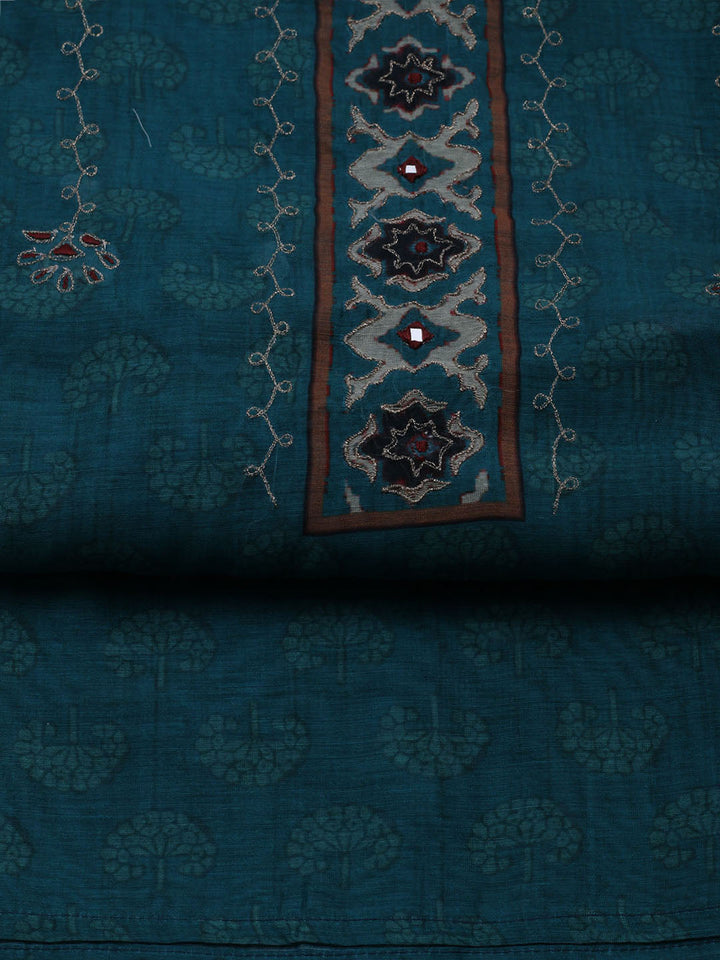 Printed Cotton Blend Unstitched Suit With Dupatta