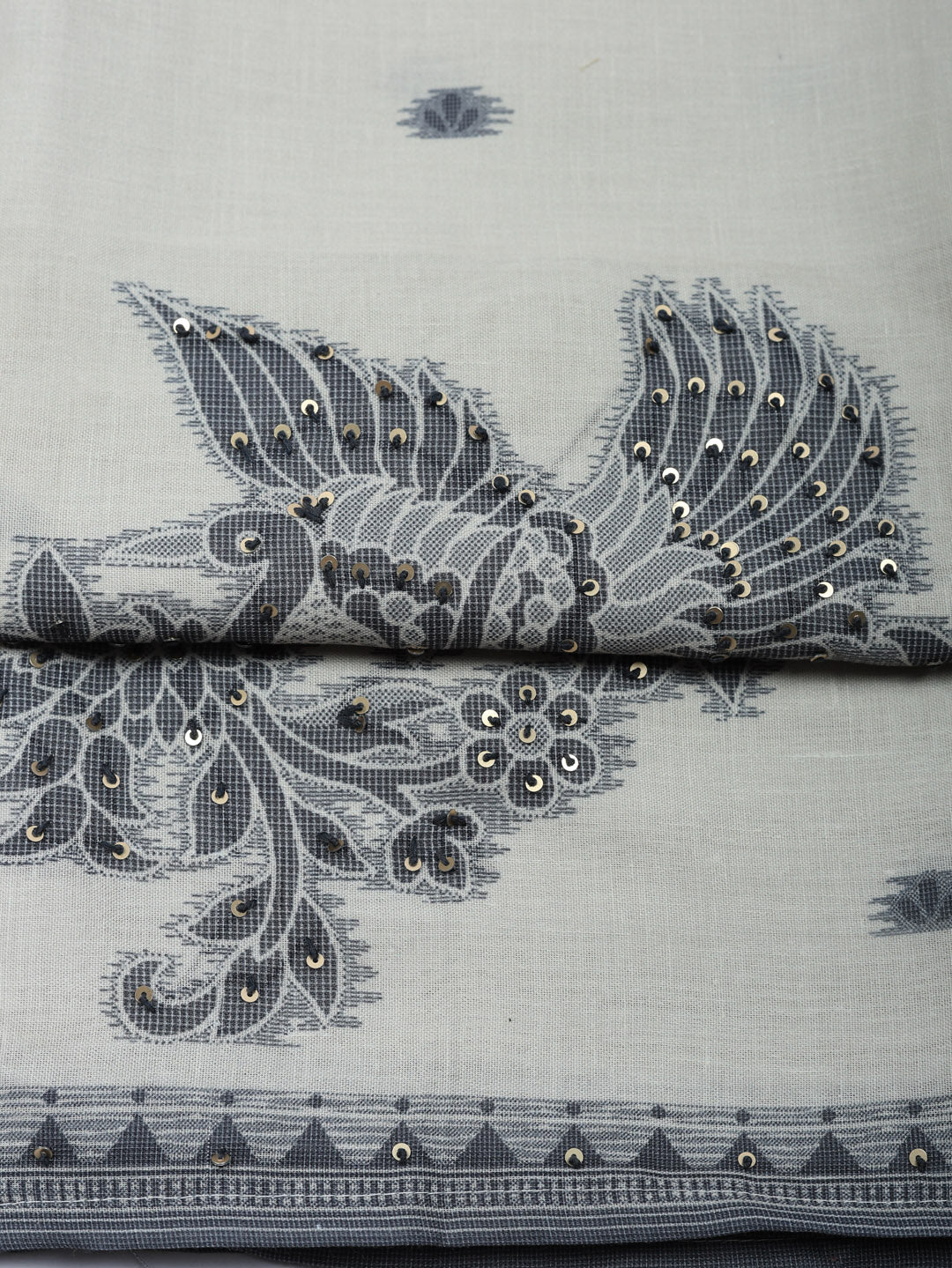 Printed Linen Blend Unstitched Suit With Pant &amp; Dupatta