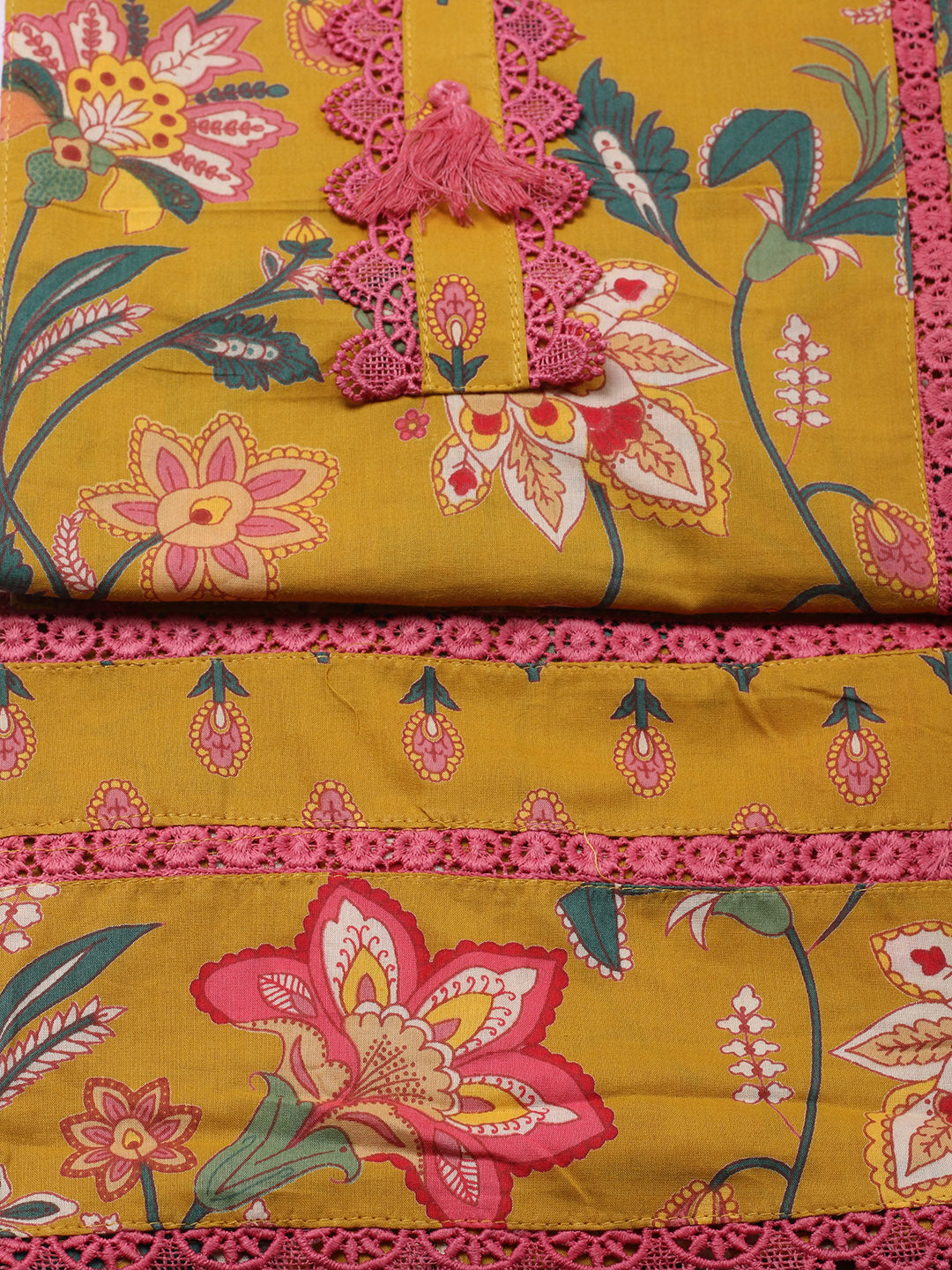 Embroidered Cotton Blend Unstitched Suit With Pant &amp; Dupatta