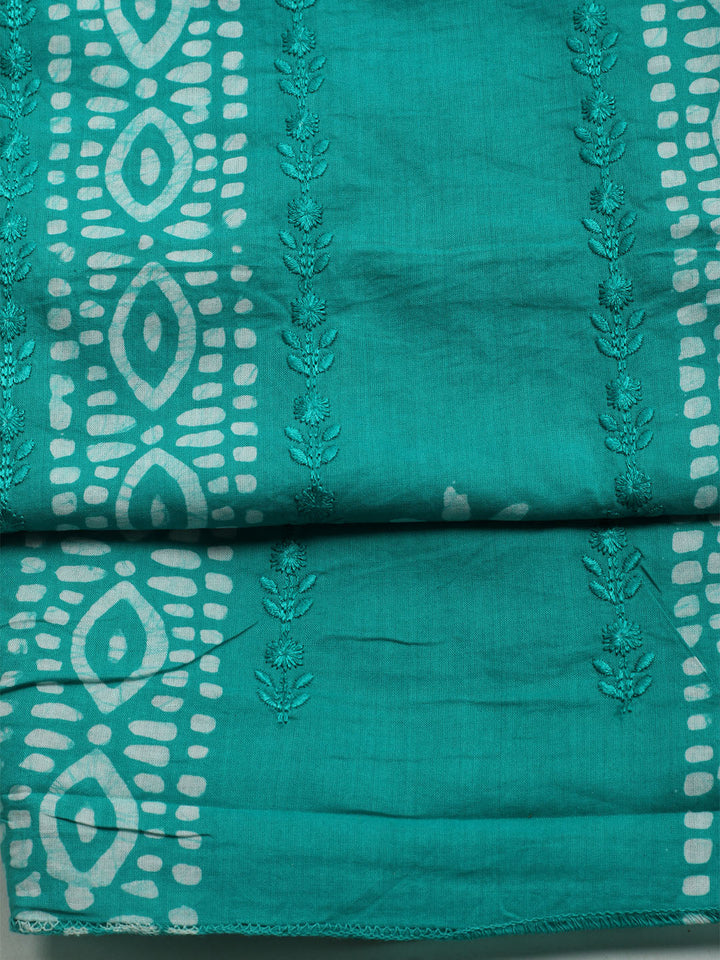 Printed Cotton Blend Unstitched Kurta With Pant &amp; Dupatta