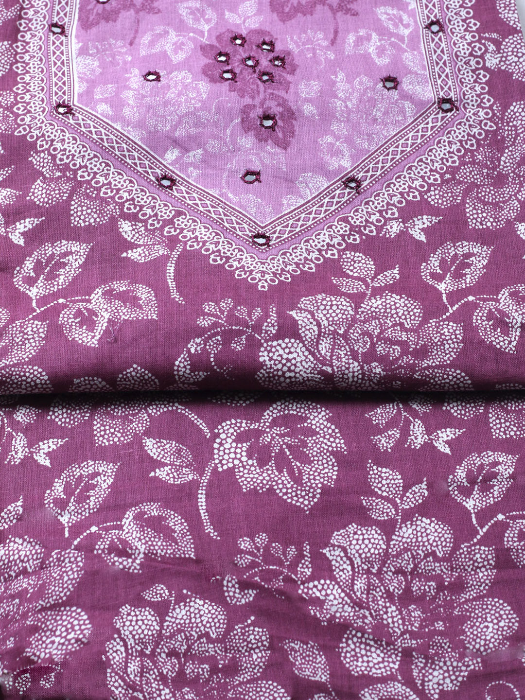 Printed Cotton Blend Unstitched Suit With Pant &amp; Dupatta
